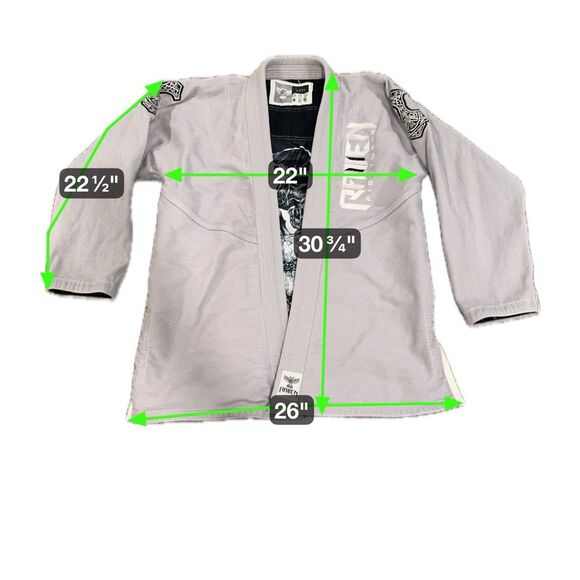 Raven Fightwear Men's Thor Nordic Uniform Premium BJJ Gi Grey A3t1 Top A2t1 Bott - Picture 2 of 14